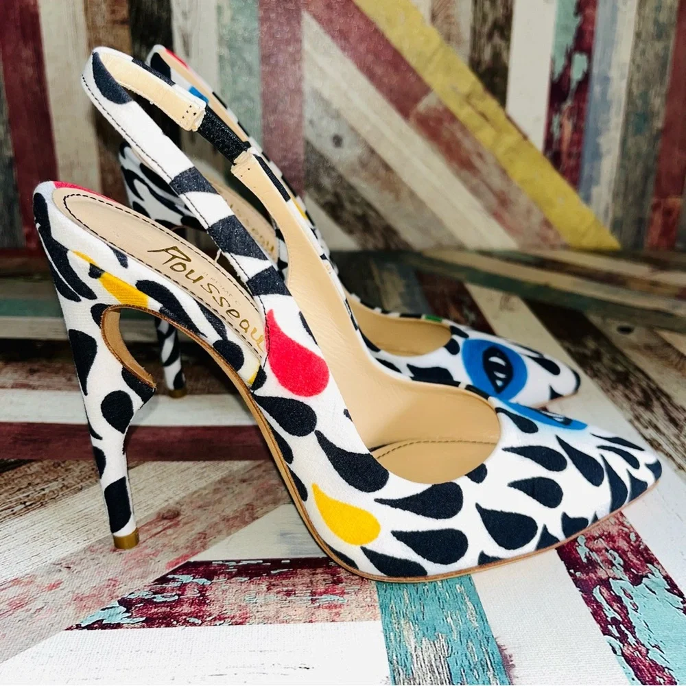 Rousseau Artistic Italian Slingback Heels - Blue Eyes